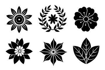 Set of Floral Decorations icons vector design illustration template.