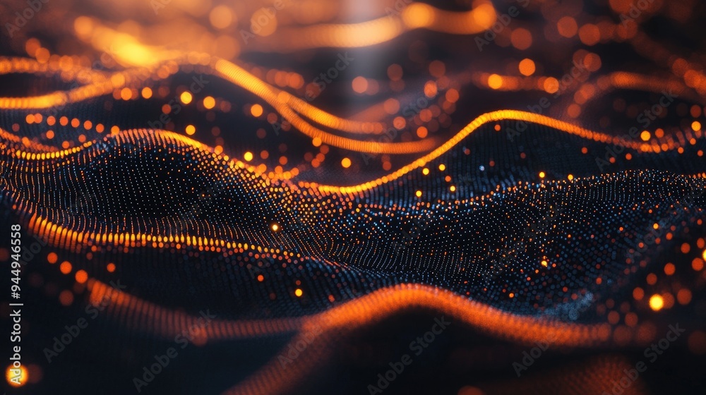 Poster abstract digital technology background featuring interconnected dots and lines representing big data