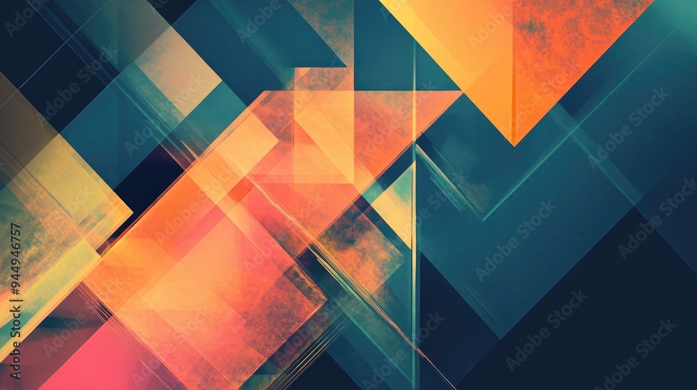 Poster abstract geometric shapes in diverse shades and colors for application in web design and computer gr