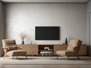 Modern Living Room with Two Armchairs and a Television