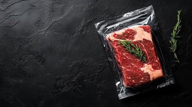 Organic steak for sous vide, top blade, vacuum sealed.