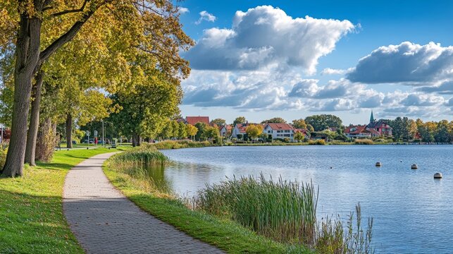 Eutin Promenade by Lake Grosser Eutiner See, Germany
