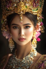 Fototapeta premium Beautiful Woman in Traditional Thai Costume