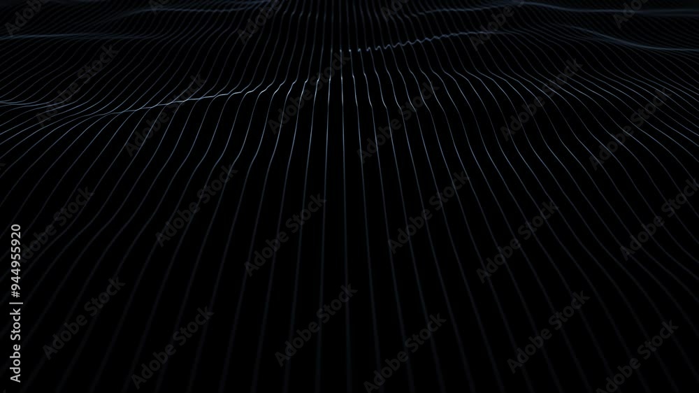 Wall mural wavy digital network white waving lines on clean background. seamless loop minimalistic modern anima