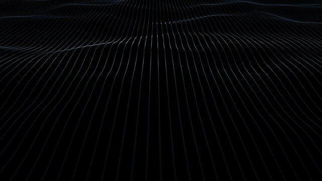Wavy digital network white waving lines on clean background. Seamless loop minimalistic modern animation. 
