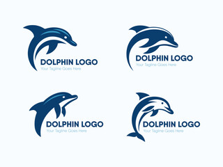 dolphin logo set design