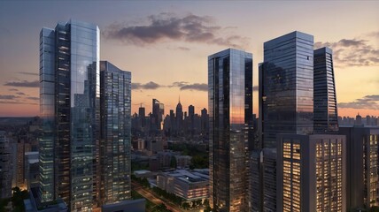 Majestic Buildings Shining Creating Beautiful Reflections