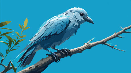 illustration of bird perched on a tree branch