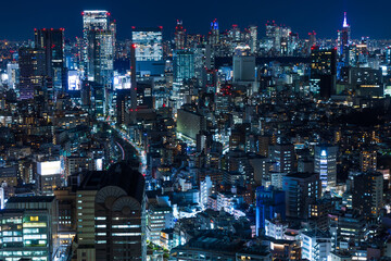 東京夜景　恵比寿から渋谷・新宿方面を望む