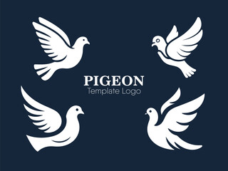 set of pigeon logo design of peace