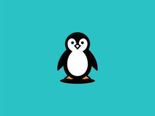 penguin on a blue background