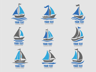 set of sailboat logo vector illustration