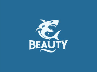 shark logo on a blue background