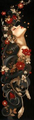 Obraz na płótnie Canvas A beautiful portrait of a woman adorned with flowers, capturing elegance and femininity in a vibrant artistic style.