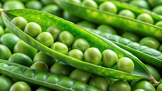 Close up of fresh green peas in a pea pod , vegetarian, healthy, organic, food, fresh, close-up, garden, raw, natural, harvest