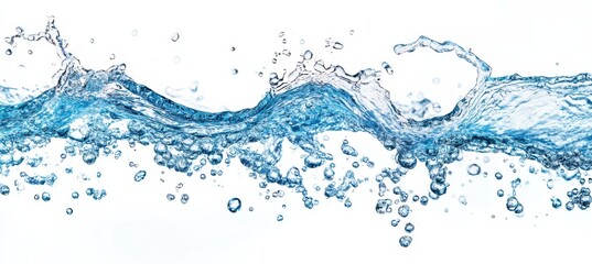 Blue Water Splash on White Background