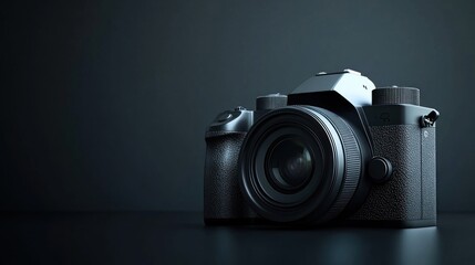 Black Camera on a Dark Background