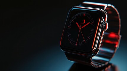 Modern Watch with Red Glow