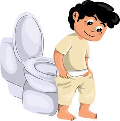 Vector Illustration of Boy Pull Pants Up