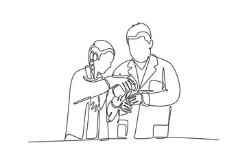 Scientist concept. Single line draw design vector graphic illustration.