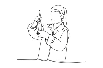 Scientist concept. Single line draw design vector graphic illustration.