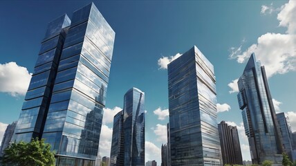 Majestic Buildings Shining Creating Beautiful Reflections