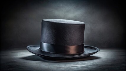 A dark and mysterious black hat, perfect for a villainous character or magician, mysterious, sinister, accessory, fashion, headwear