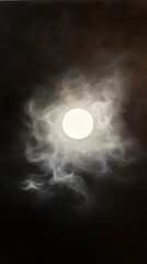 A mystical moon surrounded by swirling clouds, illuminating the night sky with an ethereal glow.