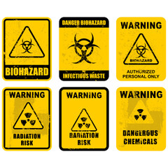 Obraz premium Warning, Danger, radiation risk, biohazard, sign vector