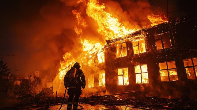 Firefighter rescue colleague from burning building 