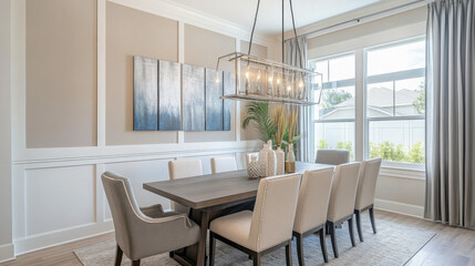 Fototapeta premium table and chairs, styled with simple yet elegant decor for a cohesive look.