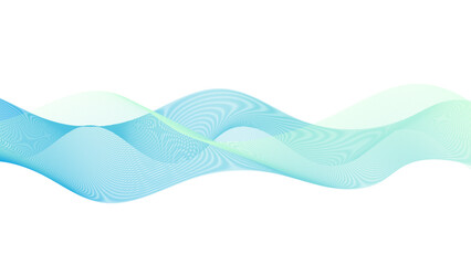 Green blue cyan tech wavy lines gradient vector illustration, Abstract green background with smooth wave lines.