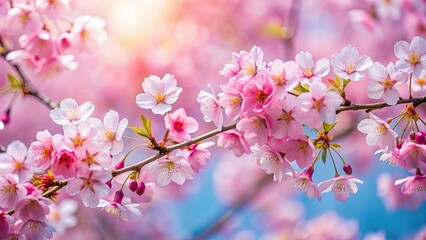 Fototapeta premium Beautiful cherry blossoms in full bloom, spring, petals, pink, flowers, nature, sakura, bloom, blossom, tree, garden, season, beauty