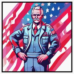 navy standing relaxed usa flag background