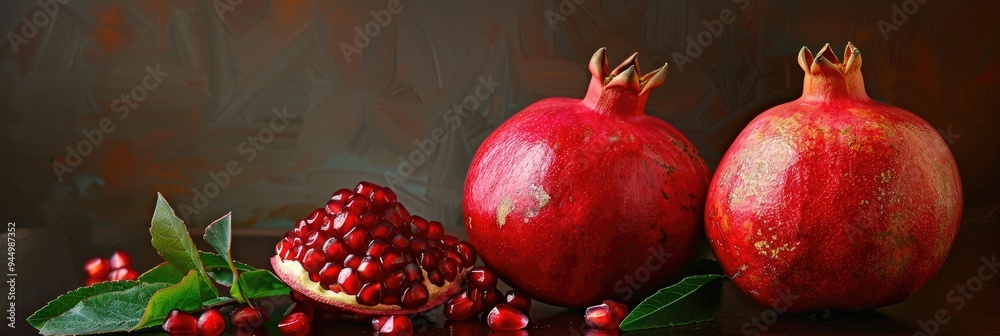 Poster fresh pomegranate in season