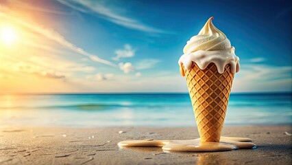 Melting ice cream cone on a hot summer day, melting, ice cream, cone, summer, sweet, dessert, heat, delicious, cool