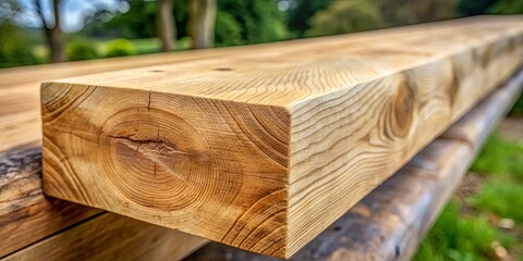Close-up shot of a sturdy oak wooden beam