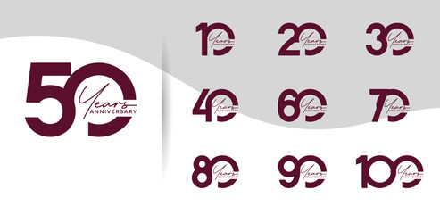 anniversary logo style set with brown color can be use for celebration moment