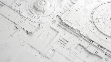 Subtle High Tech Wallpaper Design with Precise Blueprint Like Patterns