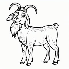cartoon of a Goat children coloring book page