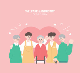 즐거운 노인 복지 산업 일러스트 09
