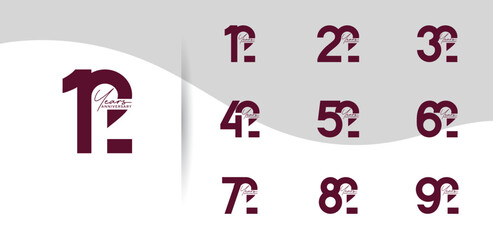 anniversary logo style set with brown color can be use for celebration moment