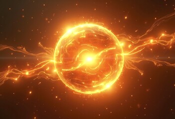 Obraz premium Colorful abstract energy orb with swirling light trails and glowing effects