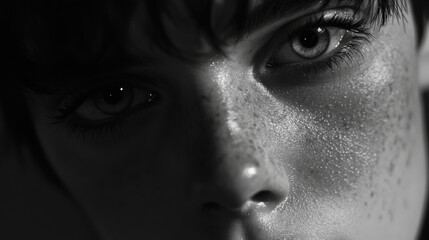 Fototapeta premium Dramatic close-up in British New Wave style, capturing the essence of personal struggles