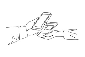 Money Transfer concept. Single line draw design vector graphic illustration.