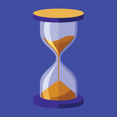Hourglass Illustration with Flowing Sand on Blue Background