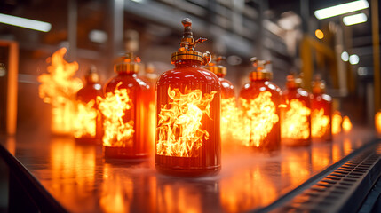 Ensuring Industrial Safety: Fire Suppression System in Action During Drill for Workplace Hazard Prevention