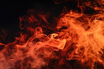 Fototapeta premium Orange Smoke Hookah: Abstract Elegance and Silky Trails on Black Background