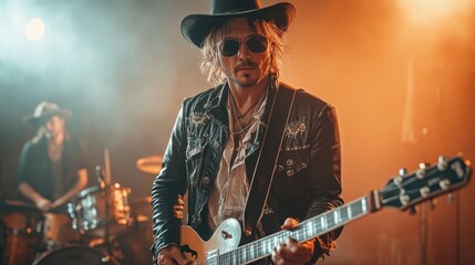 Obraz premium Country band playing music and performing live on stage