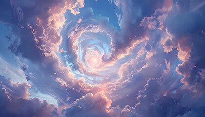 beautiful anime sky background with spiral clouds